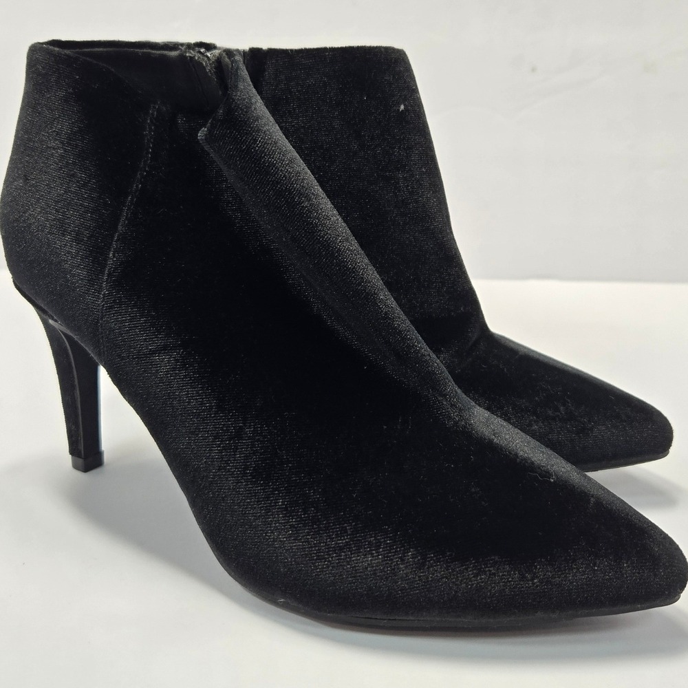 Old Navy Womens Black Velvet Pointed Toe Stiletto Heel Ankle Booties Size 7 - Picture 9 of 13